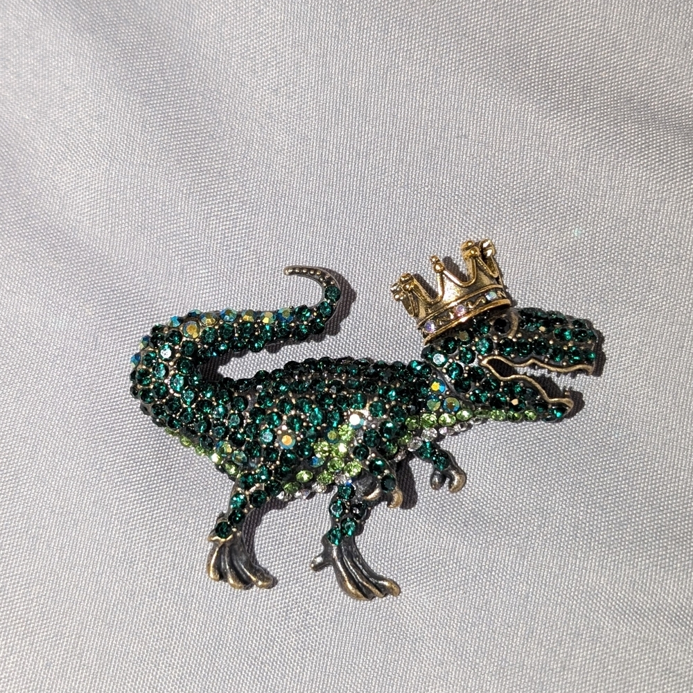 Dinosaur Rhinestone Brooch - Picture 3 of 5